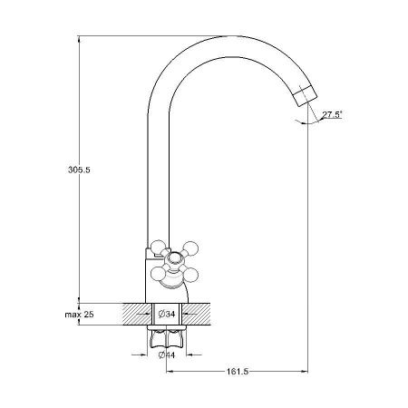 Смеситель для кухни G.Lauf QTZ QTZ4-A856 на мойку хром