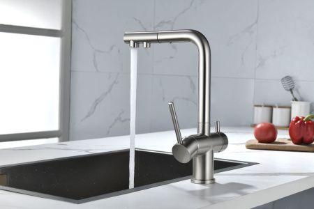 Смеситель для кухни Paulmark SERPENTINE Se213222-BS на мойку никель