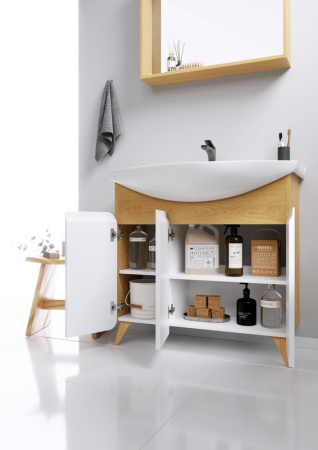 Тумба под раковину Aqwella Y BAS0108DZ 83х36х82 напольная цвет белый/коричневый