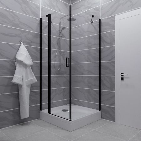 Душевой уголок Тритон Йота Щ0000054037 90х90 стекло прозрачное профиль черный с поддоном