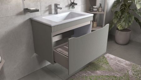 Тумба под раковину Velvex Alba 369 тирамису 80х40 подвесная цвет серый