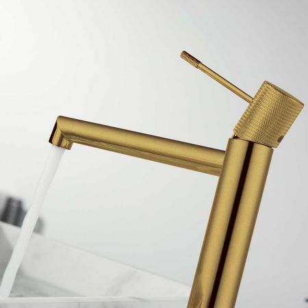 Смеситель для раковины Vincea Desire VBF-1D2BG на столешницу золото