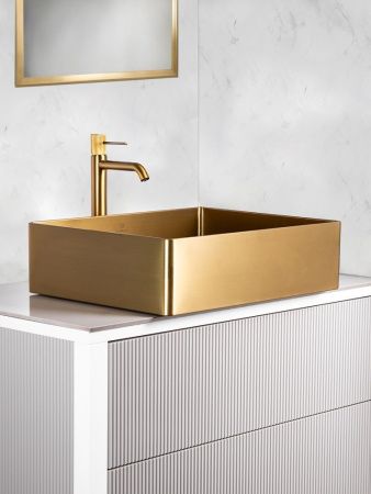 Раковина из нержавеющей стали AltroBagno Accordo AltroBagnoAccordo001009OrSp 50х40 накладная цвет золото