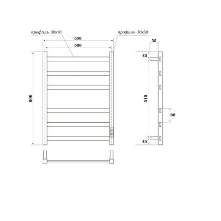 Полотенцесушитель Point Меркурий PN83856GR электрический графит