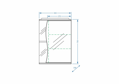 Зеркало-шкаф Stella Polar Волна SP-00000032 50х24х70 подвесной цвет белый - фото 2