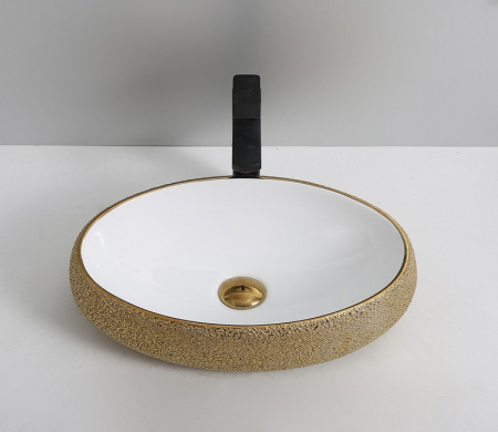 Раковина из санфаянса CeramaLux 433J 49х34 накладная цвет белый