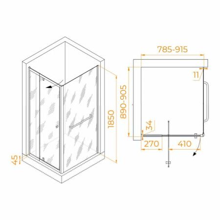 Душевой уголок RGW Passage 410844189-011 90х80 стекло прозрачное профиль хром без поддона