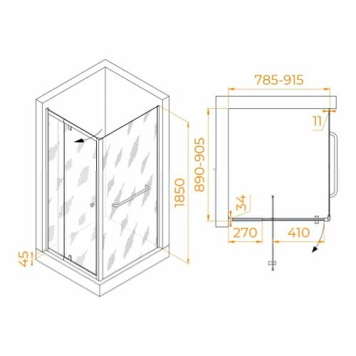 Душевой уголок RGW Passage 410844189-011 90х80 стекло прозрачное профиль хром без поддона - фото 2