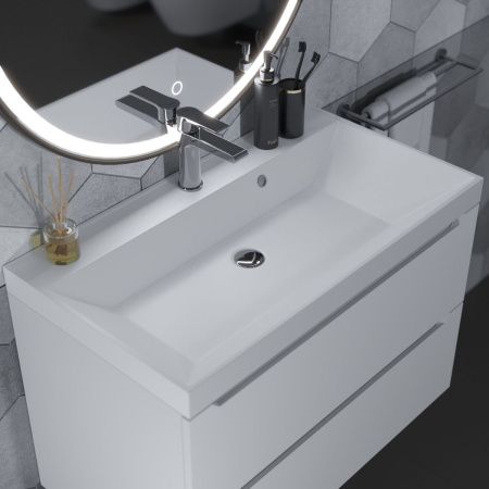 Раковина из искусственного камня Uperwood Classic 2191020337 80х50 полувстраиваемая цвет белый