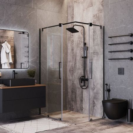 Унитаз подвесной Bond Oval F01-108 черный с сиденьем микролифт безободковый душевой смыв