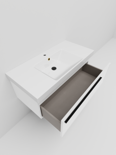 Тумба с раковиной La Fenice ELBA NFNC-01-ELB-B-100-3-100 101х36х49 подвесная цвет белый - фото 4