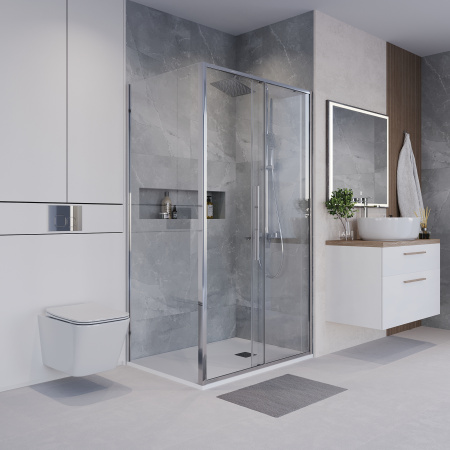 Душевой уголок Niagara Nova NG-64-11A-A80-34 110х80 стекло прозрачное профиль хром глянцевый без поддона