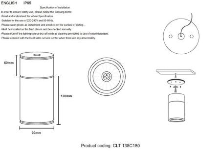 Уличный потолочный светильник Crystal Lux CLT 138 CLT 138C180 BL