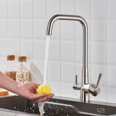 Смеситель для кухни Shevanik S528L на мойку сатин