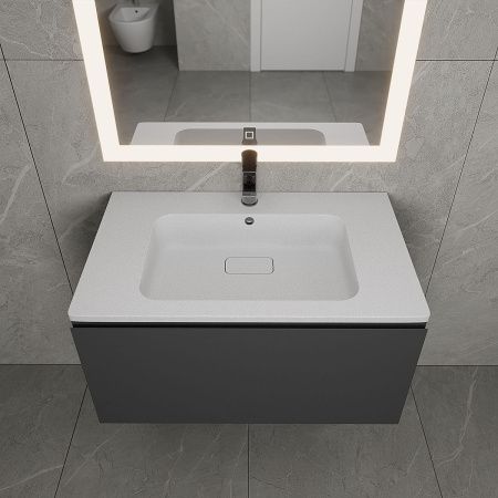 Раковина из искусственного камня Uperwood Lagoon Quartz 297000017 80х50 полувстраиваемая цвет белый