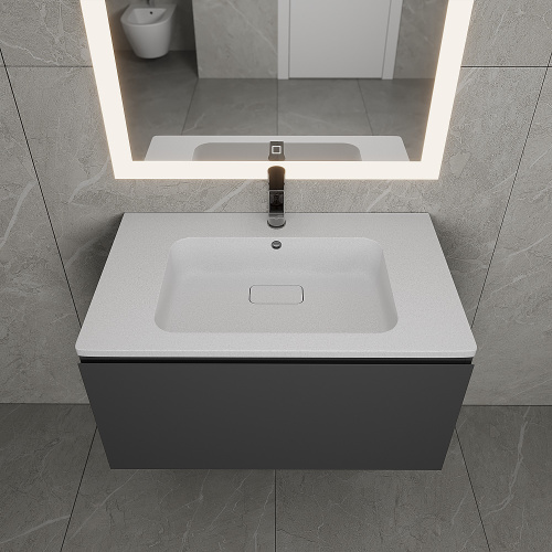 Раковина Uperwood Lagoon Quartz 80 см 297000017 полувстраиваемая цвет белый - фото 4