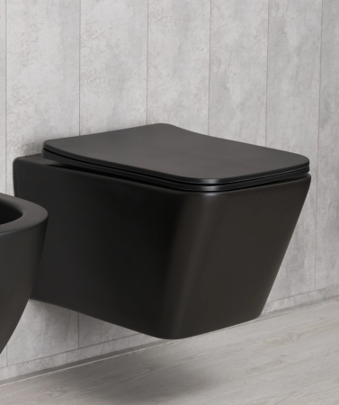 Унитаз подвесной Gid Cuadrado 62225Y черный матовый с сиденьем микролифт безободковый