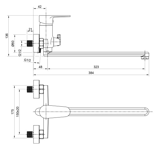 Смеситель для ванны WesnaArt Natur NAT07-320 настенный хром - фото 2