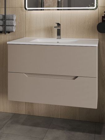 Тумба с раковиной Orange Line Li-80TuL+Ra 80х50 подвесная цвет коричневый