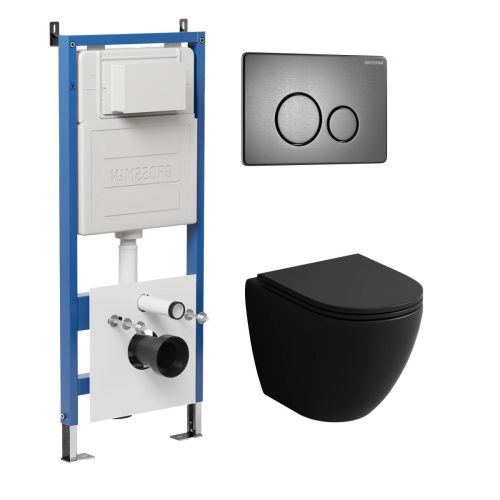 Инсталляция + кнопка смыва + унитаз Grossman Style 97.4455BMSQ.05.42M
