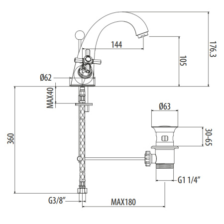 Смеситель Gattoni TRD TR320/18C0 на раковину хром