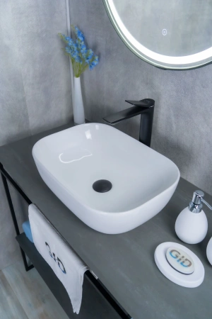 Раковина керамическая Gid Geométrico 51183 50х30 накладная цвет белый без отверстий под смеситель