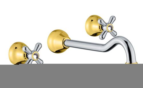 Смеситель для раковины Webert Armony AM750404017 настенный хром/золото - фото 2