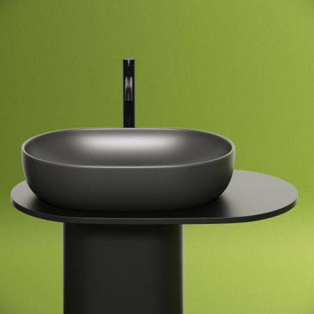 Раковина из сантехнического фарфора Ceramica Nova ELEMENT CN6047MDH 60х40 накладная цвет черный без отверстий под смеситель