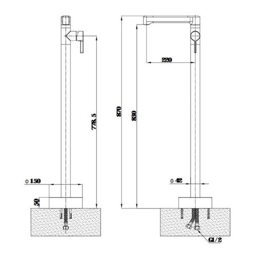 Смеситель Esko Sochi SC26XL напольный хром - фото 3