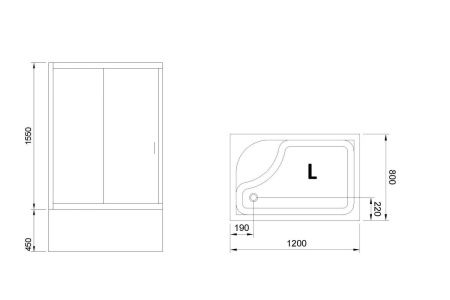 Душевой уголок Royal Bath BP RB8120BP-T-BL-L 120х80 стекло прозрачное профиль черный с поддоном