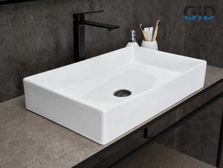 Раковина керамическая Gid Geométrico 51228 60х40 накладная цвет белый без отверстий под смеситель