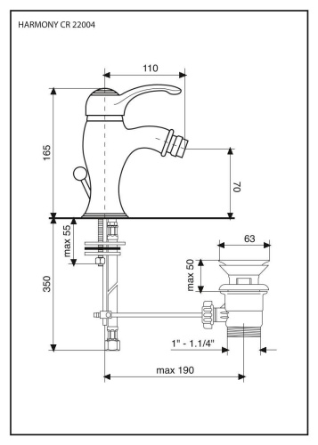 Смеситель Emmevi Harmony 22004/CO на биде хром - фото 2 Смеситель Emmevi Harmony 22004/CO на биде хром - фото 2