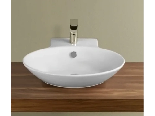 Раковина из сантехнического фарфора Vitra Geo 4424B003-0001 60х49 накладная цвет белый 1 отверстие под смеситель - фото 2