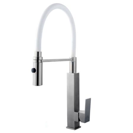 Смеситель для кухни Fashun A54102-8 на мойку белый/сатин