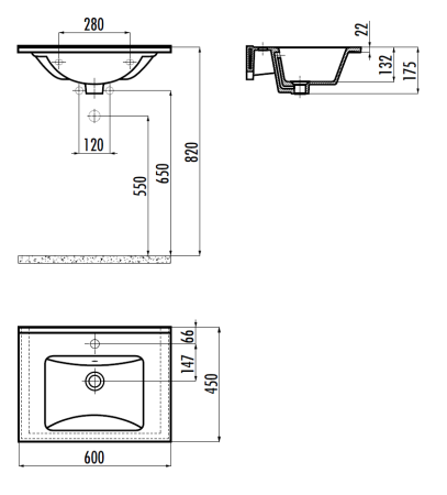 Раковина из сантехнического фарфора Creavit Su SU060-00CB00E-0000 60х50 накладная цвет белый 1 отверстие под смеситель
