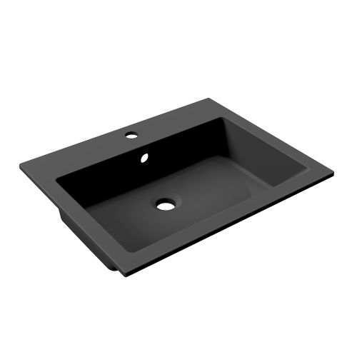 Раковина из литьевого мрамора Uperwood Megan 45481000001 60х48 полувстраиваемая цвет черный - фото 5