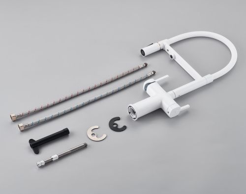 Смеситель для кухни Rose R358C на мойку белый - фото 4