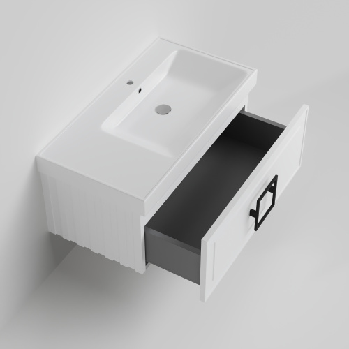 Тумба с раковиной La Fenice CUBO NFNC-01-CUB-B-90-3-90R 91х36х49 подвесная цвет белый - фото 2