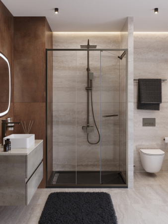 Душевая дверь Cezares LUX LUX-B-FS-11-120-C-GM 120х195 стекло прозрачное профиль оружейная сталь