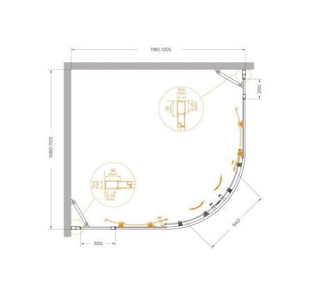 Душевой уголок Cezares MOLVENO MOLVENO-RH-22-120/110-C-Cr-IV 120х110 стекло прозрачное профиль хром без поддона