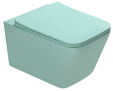 Унитаз подвесной SantiLine SL-5007LG цвет светло-зеленый с сиденьем микролифт безободковый смыв воронка-водоворот