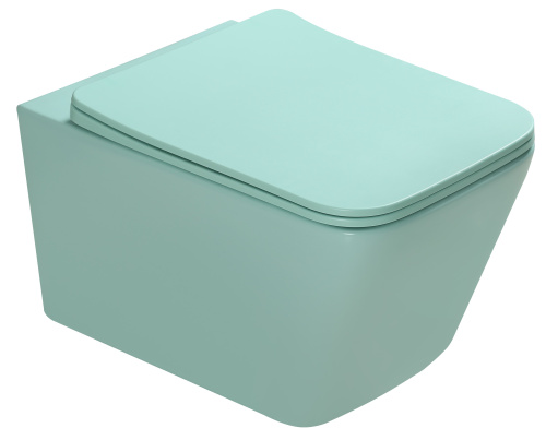 Унитаз подвесной SantiLine SL-5007LG цвет светло-зеленый матовый с сиденьем микролифт безободковый смыв воронка-водоворот - фото 5