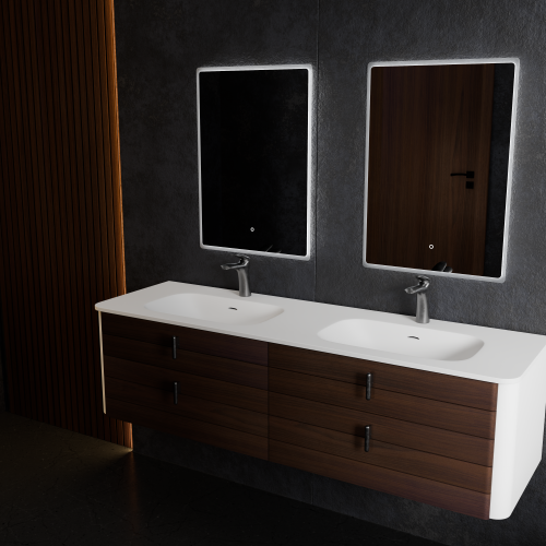 Тумба с раковиной ArtDecco Gabriella (Габриелла) AGB15W24D100 150x45x40 подвесная цвет черный орех - фото 2