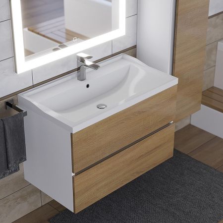 Раковина из искусственного камня Uperwood Family 293020630 80х50 полувстраиваемая цвет белый