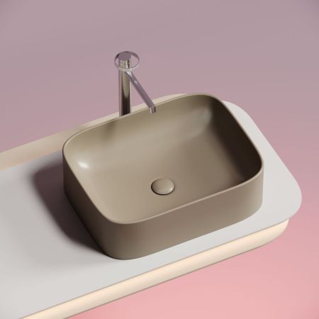 Раковина из сантехнического фарфора Ceramica Nova ELEMENT CN6052MC 50х40 накладная цвет коричневый без отверстий под смеситель