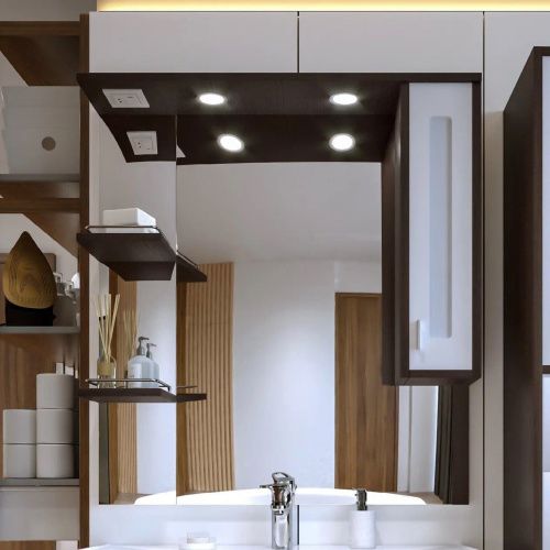 Зеркало-шкаф с подсветкой Бриклаер 4627125411861 90х20х103 подвесной цвет венге/белый - фото 2