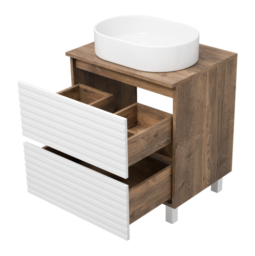 Тумба под раковину Brevita Dakota DAK-07060-19/01-2Я 60х48х62 напольная цвет белый/коричневый - фото 4