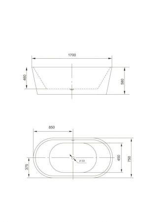 Ванна акриловая Art&Max AM-203-1700-750 170х75 отдельностоящая овальная