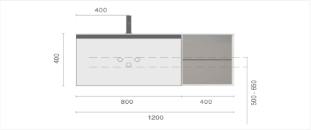 Тумба под раковину Armadi Art Quatro 790-M6-120-L-RIB-A 120х50 подвесная цвет серый