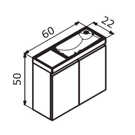 Тумба с раковиной Orka Ferla 5004323 60х20 подвесная цвет синий